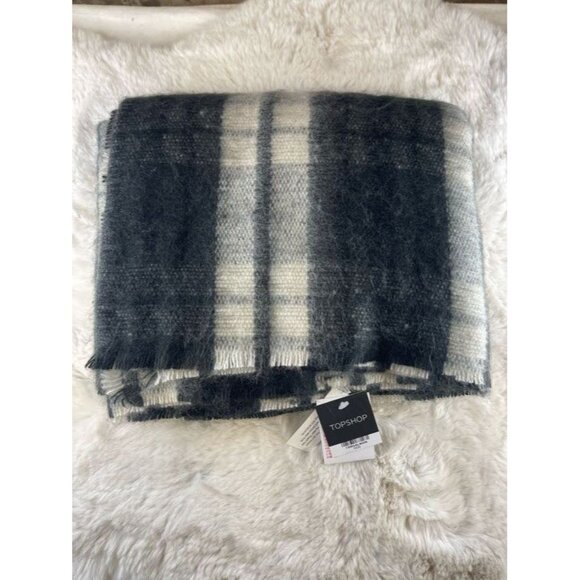 Topshop Womens Tartan Check Design Scarf Grey Black Cream One Size NWT - Picture 1 of 5